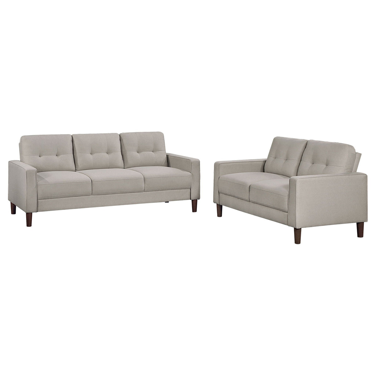Bowen 2-piece Upholstered Track Arm Tufted Sofa Set Beige by Unique Piece Furniture