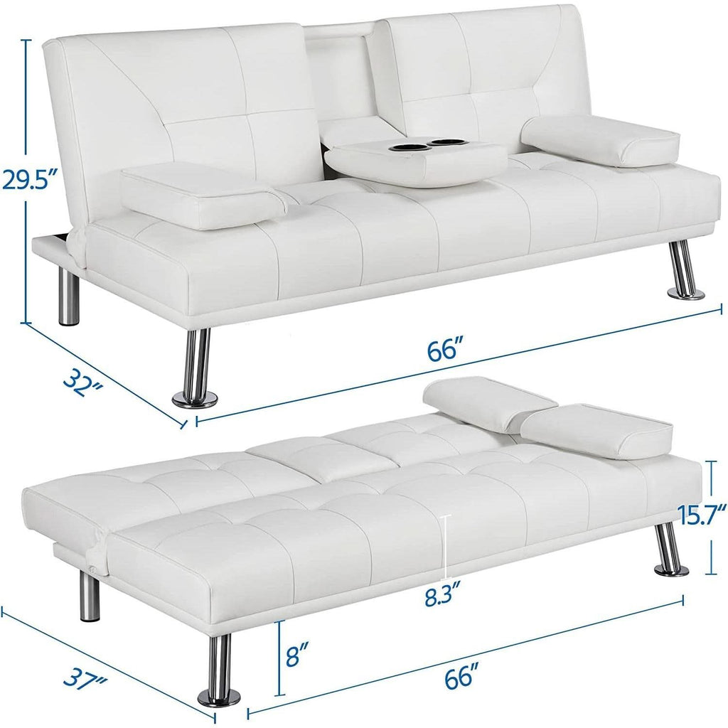 Convertible Sofa Bed With Cup Holders And Adjustable Back by ShipItFurniture