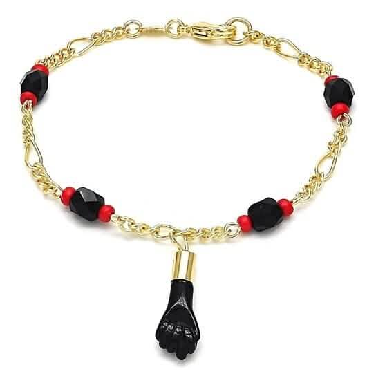 18k Gold Azabache Black Hand Figa Kabbalah 6" by DailySale