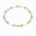 18k Gold Filled High Polish Finish Aquamarine Crystal Ankle Bracelet by DailySale