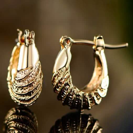18k Gold Plated Carved Hoop Earrings by DailySale