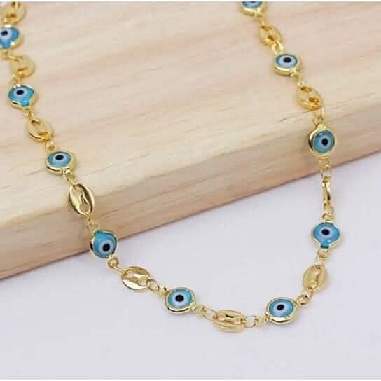 18k Gold Plated Mariner Light Blue Evil Eye Crystal Anklet by DailySale