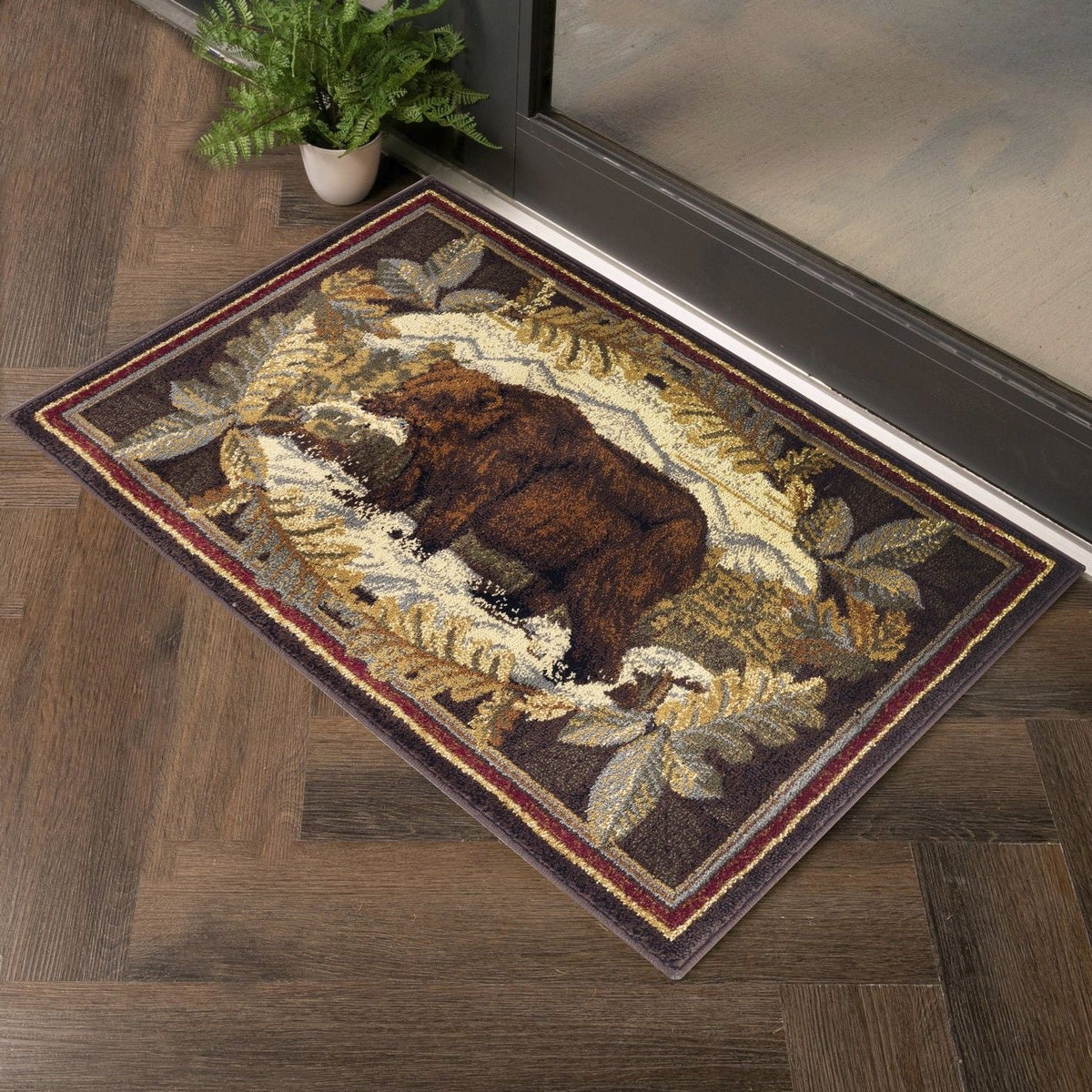 Nature's Nest - 5'3" X 7'3" Lodge Area Rug - Multi, Brown by Unique Piece Furniture