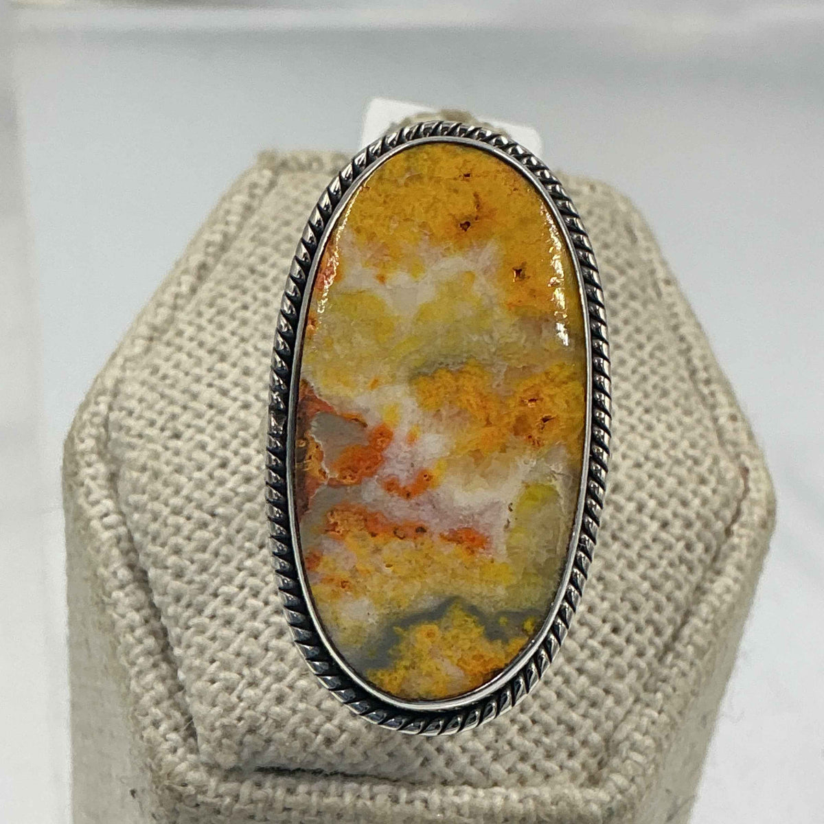 Sterling Silver Bezeled Oval Bumblebee Jasper Ring - Size 6 - Joy, Strength, & Personal Power by Sacred Crystals