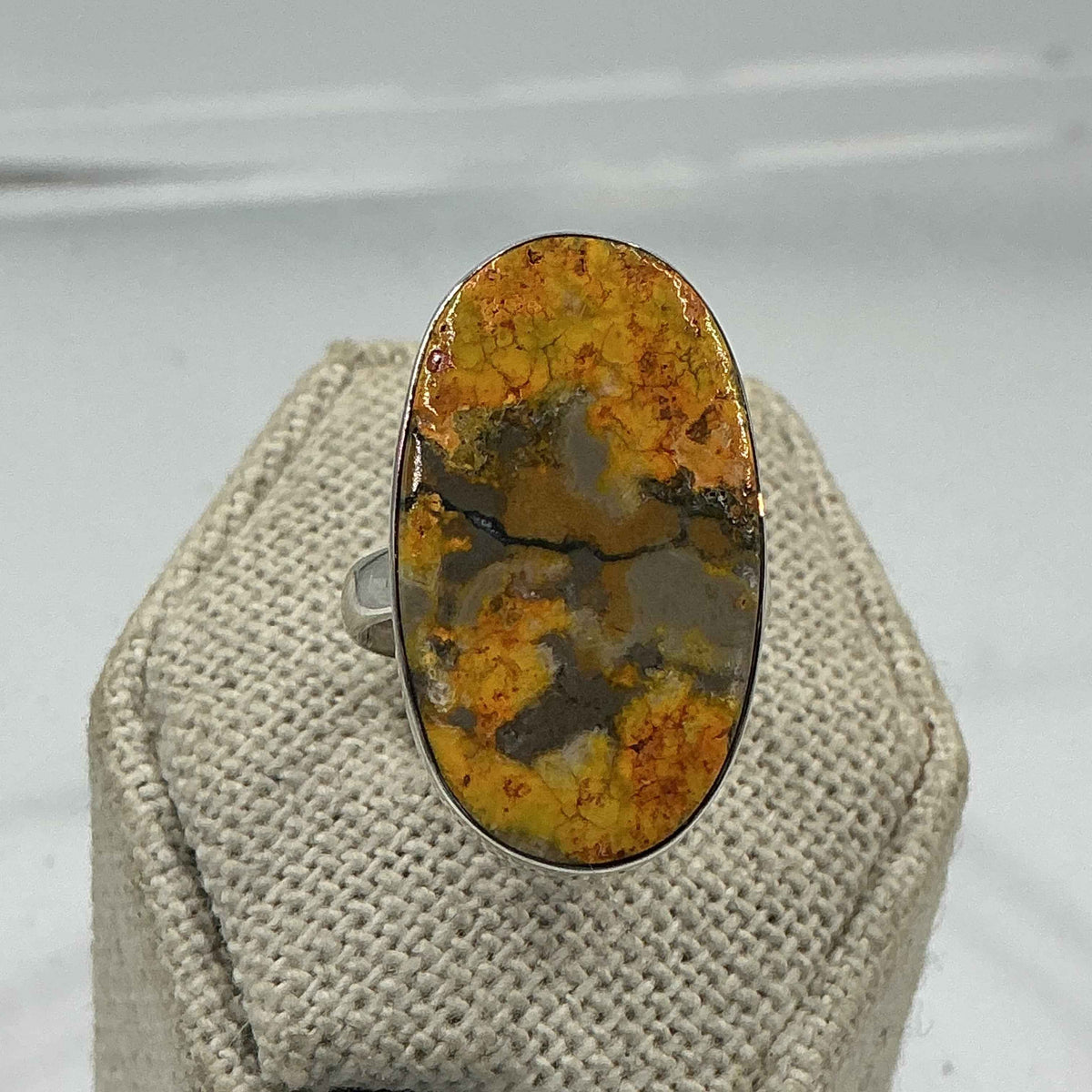 Sterling Silver Oval Bumblebee Jasper Ring - Size 6 - Joy, Strength, & Personal Power by Sacred Crystals