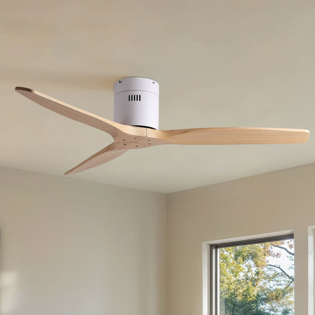 Low Profile Flush Ceiling Fan Without Light - Matte White / White by Unique Piece Furniture