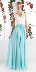 Cinderella Divine 1965 Sleeveless Dress V-Neck Embroidered Bodice by DiscountDressShop