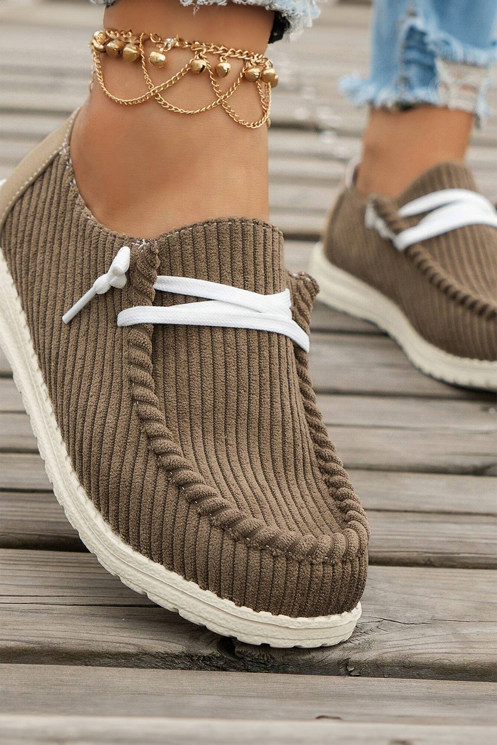 White Lace Up Casual Shoes by Wild and Free Boutique