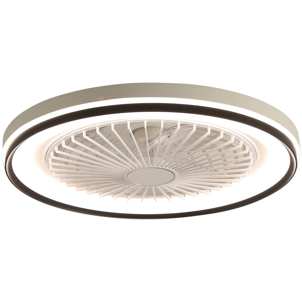 RGB Dimmable LED Enclosed Ceiling Fan With Light Flush Mount Bladeless, 6 Speed, Remote Control - White by Unique Piece Furniture