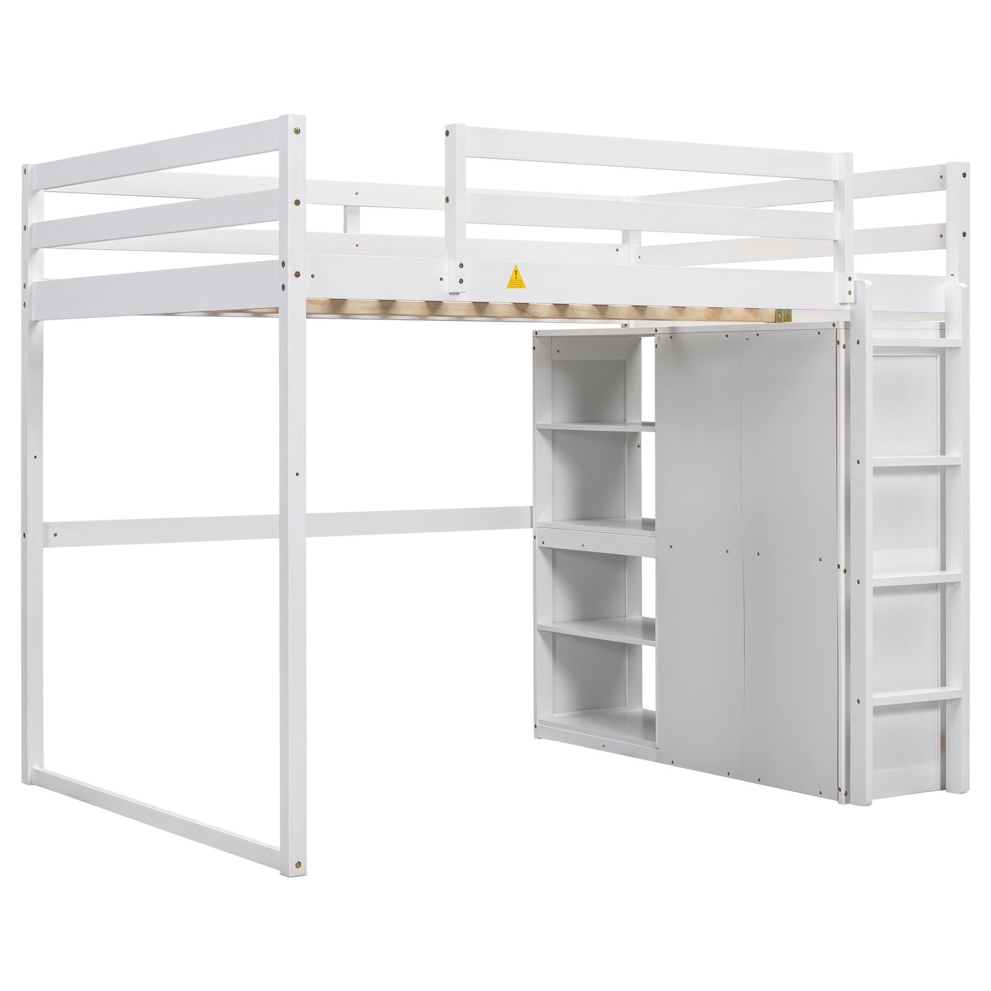 Loft Bed With Built In Wardrobe, Storage Shelves, And LED Light by Unique Piece Furniture