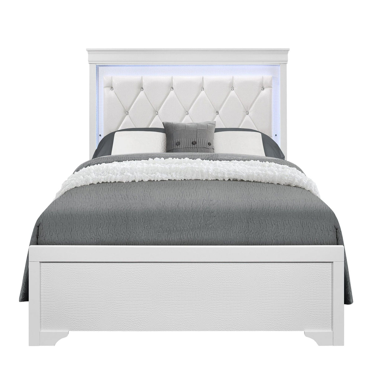 Shaker - Bed With LED Lighting And Crystal Inspired Tufted Headboard by Unique Piece Furniture