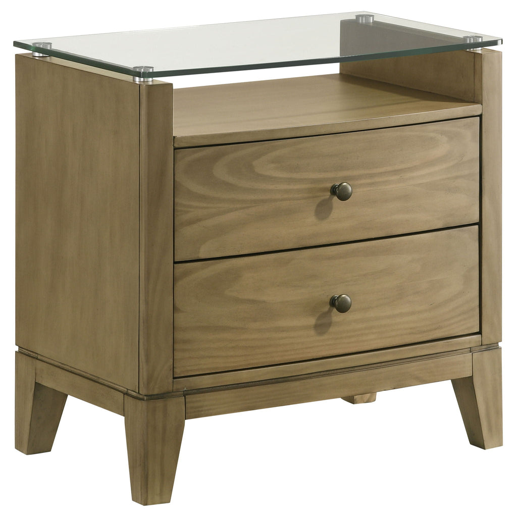Granada 2-drawer Glass Top Nightstand Natural Pine by Unique Piece Furniture
