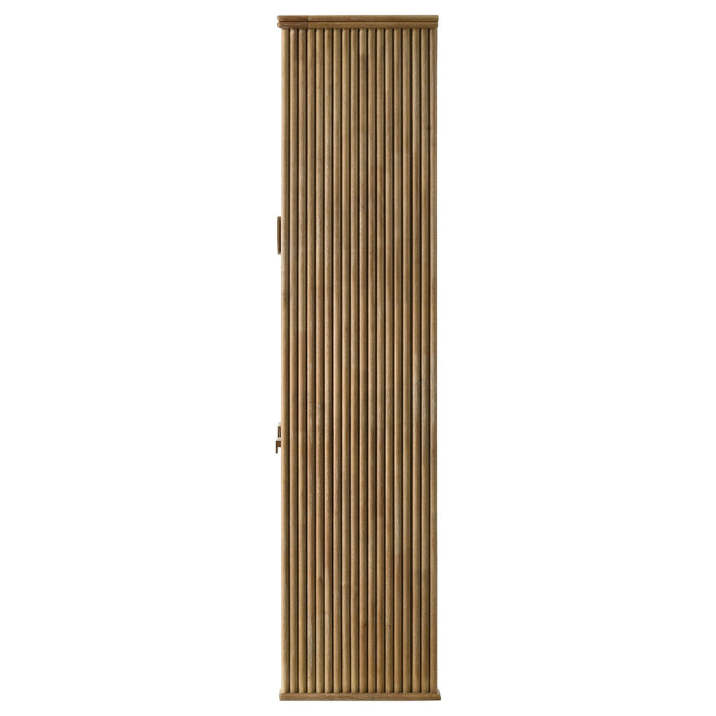Adina 77-inch Tall Display Cabinet Distressed Light Brown by Unique Piece Furniture