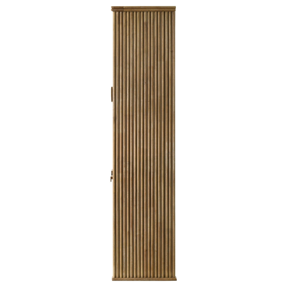 Adina 77-inch Tall Display Cabinet Distressed Light Brown by Unique Piece Furniture