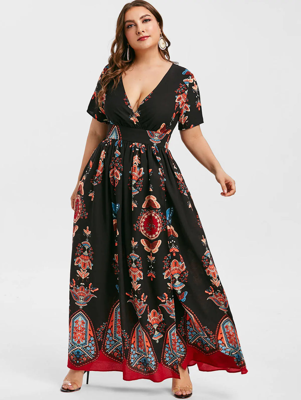 Plus Size V-Neck Dress, Elegant and Stylish Design by Trendy Attic Store01