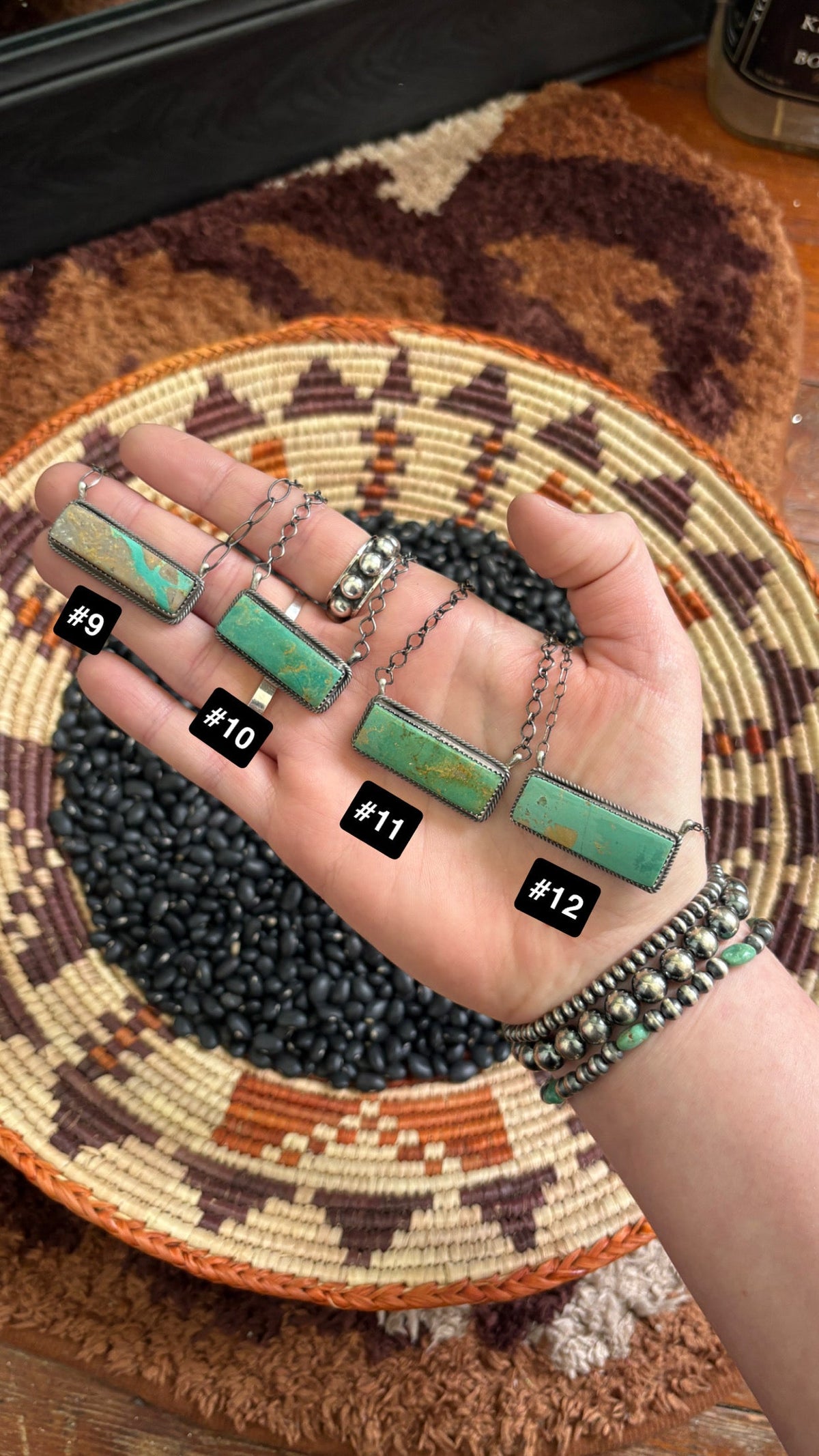 GREEN KINGMAN TURQUOISE BAR NECKLACE BY TIA LONG - LARGE by The Sterling Spur