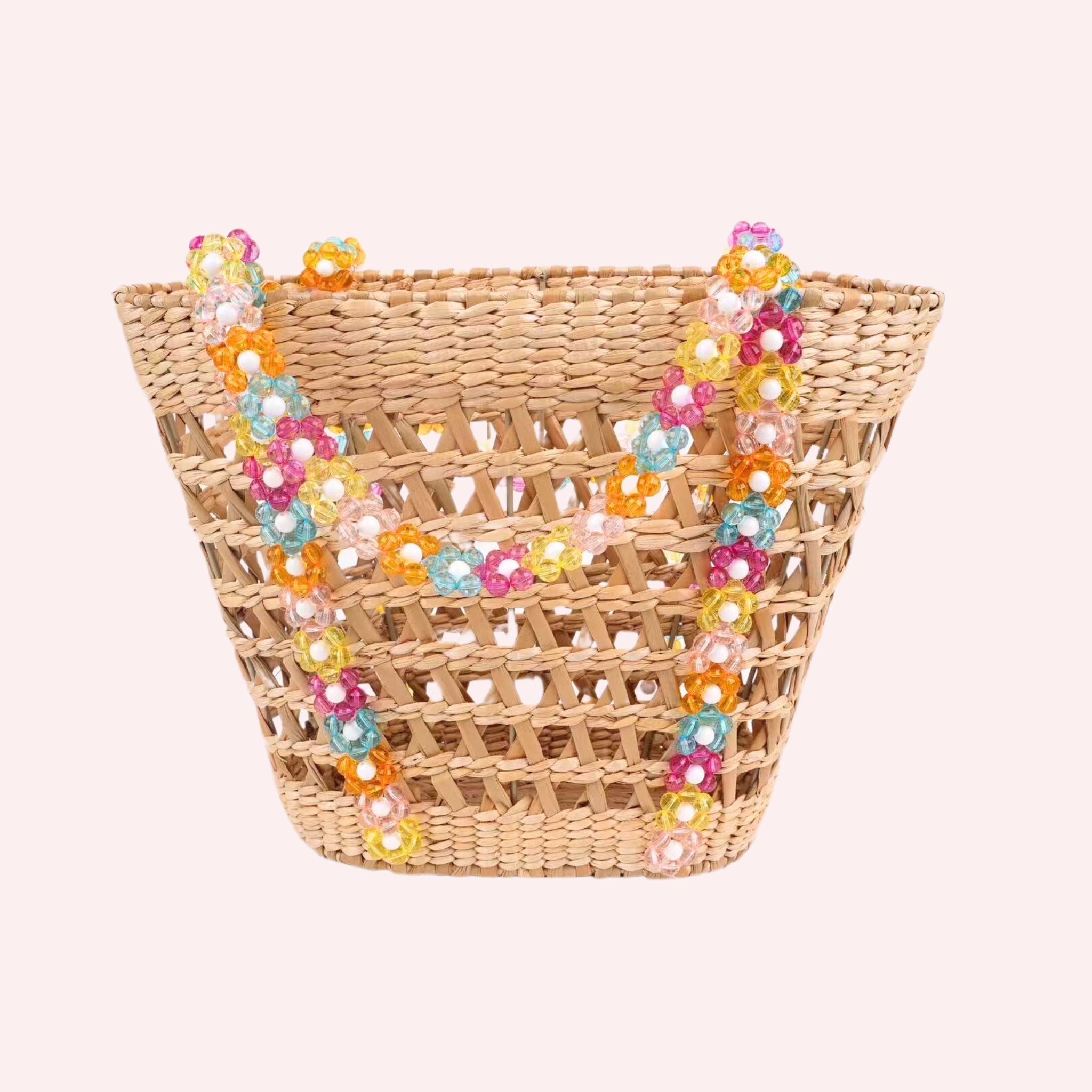 Beaded Beach Basket Tote by By Jenna Lee
