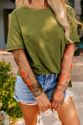 Fern Green Faux Two Piece Floral Long Sleeve Patchwork Tee by Dear-Lover Dropshipping