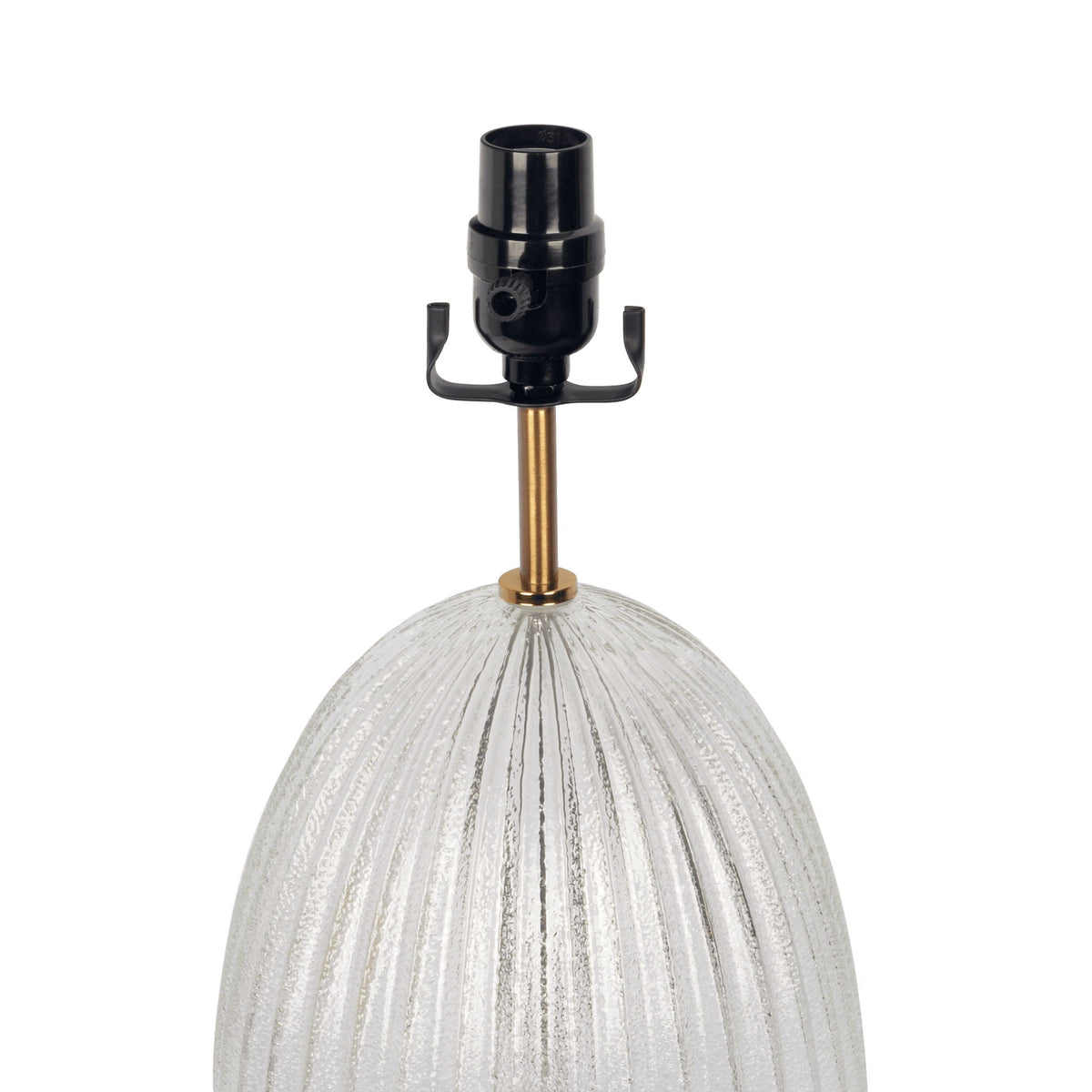 Aurora - Ribbed Lamp Base Clear Table Lamp Large Linen Shade - Beige / Clear / Gold by Unique Piece Furniture