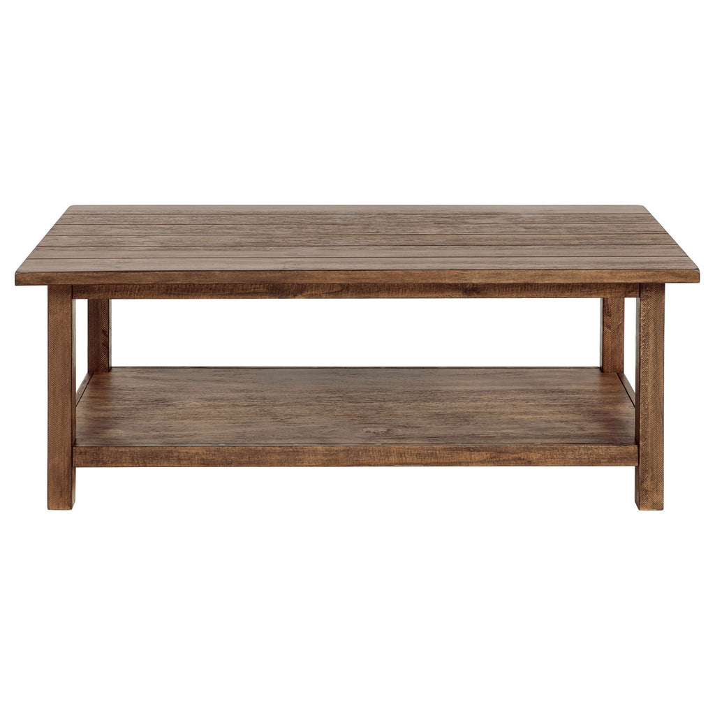 Payne Wood Coffee Table with Shelf Distressed Brown by Unique Piece Furniture