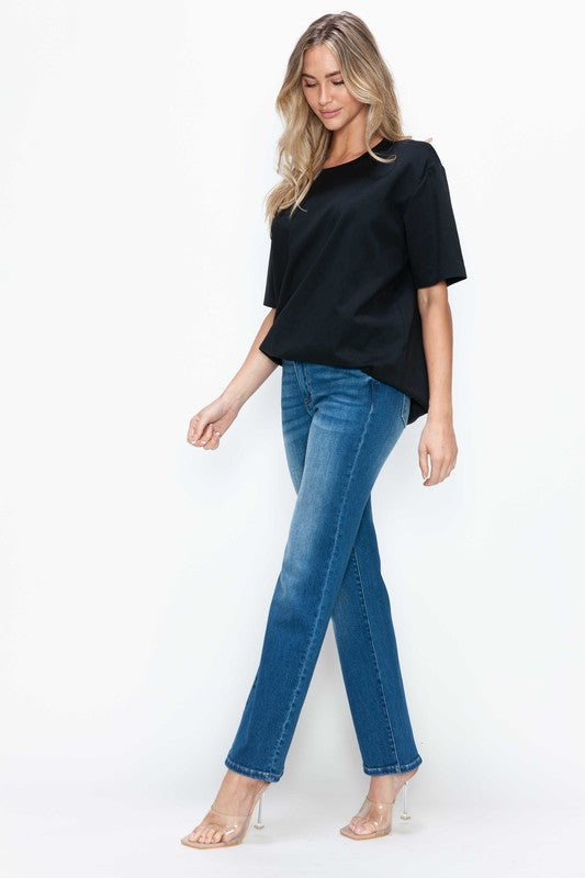 bytos Full Size Cat's Whiskers High Rise Straight Jeans by Wild and Free Boutique