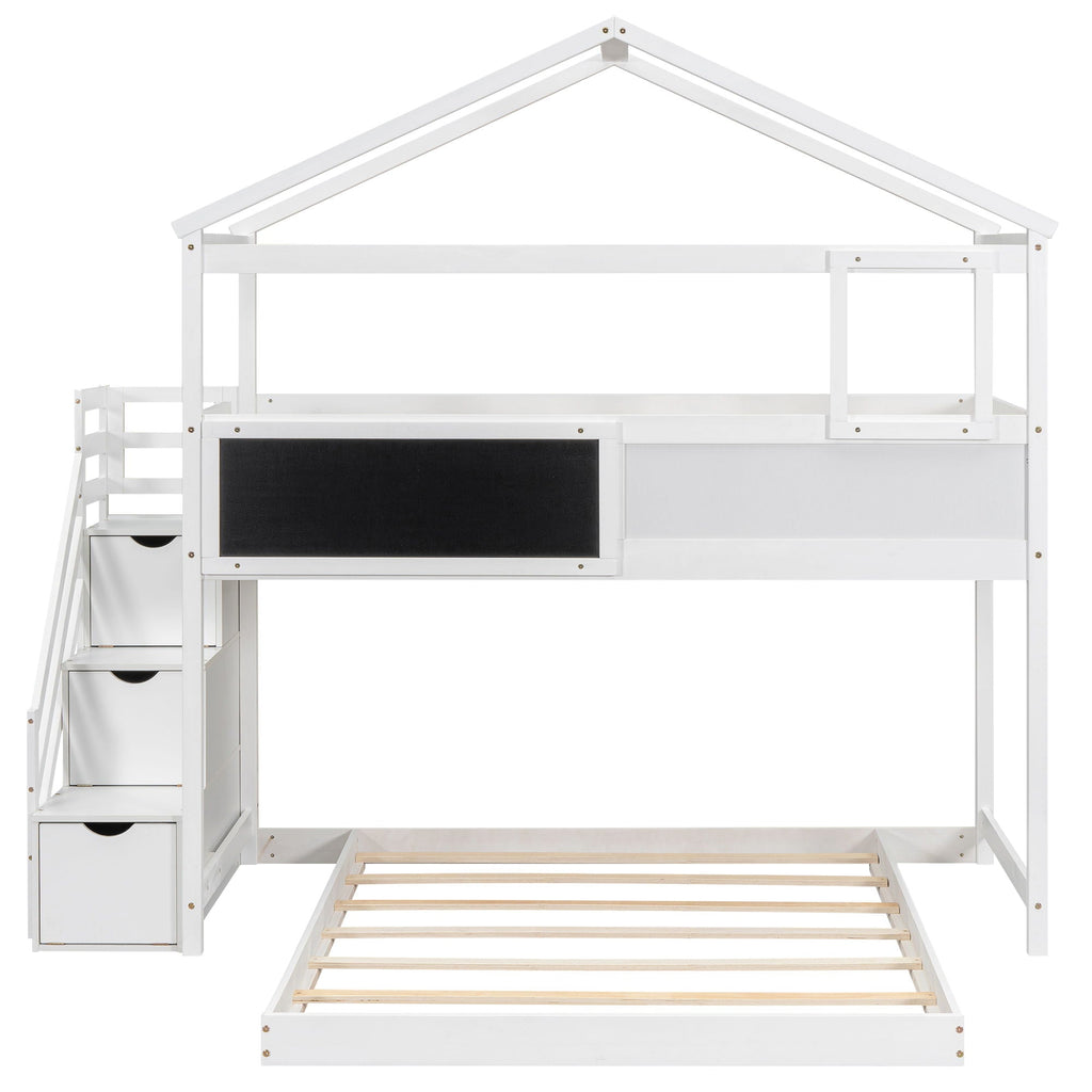 House Style Bunk Bed With Storage Staircase And board by Unique Piece Furniture