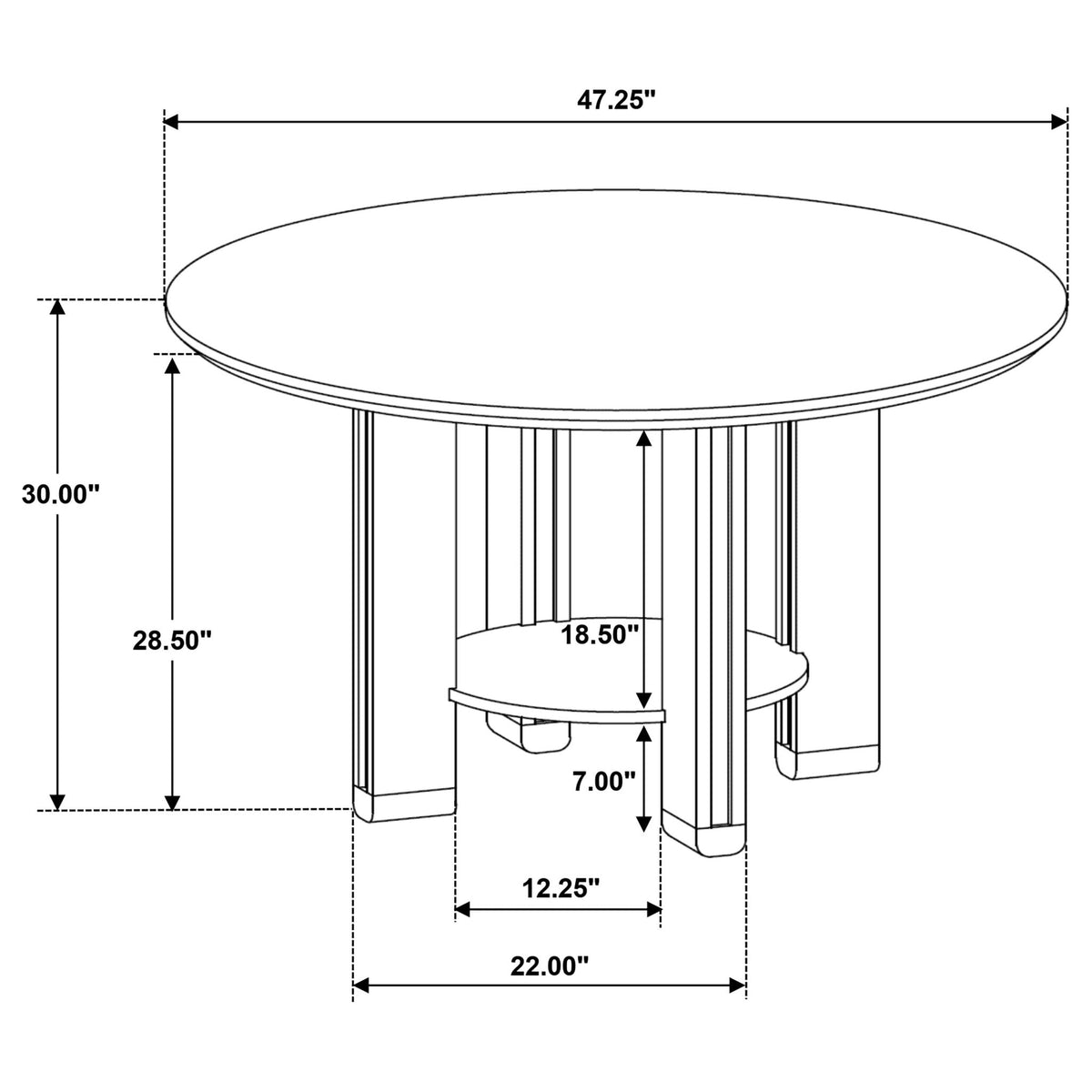 Ottowa 47-inch Round Wood Dining Table with Shelf Brown by Unique Piece Furniture