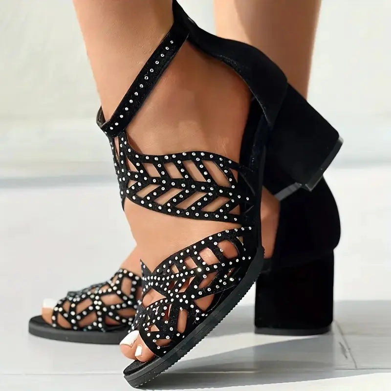 Breathable Women's Fish Mouth Sandals with Thick Heels by Trendy Attic Store01
