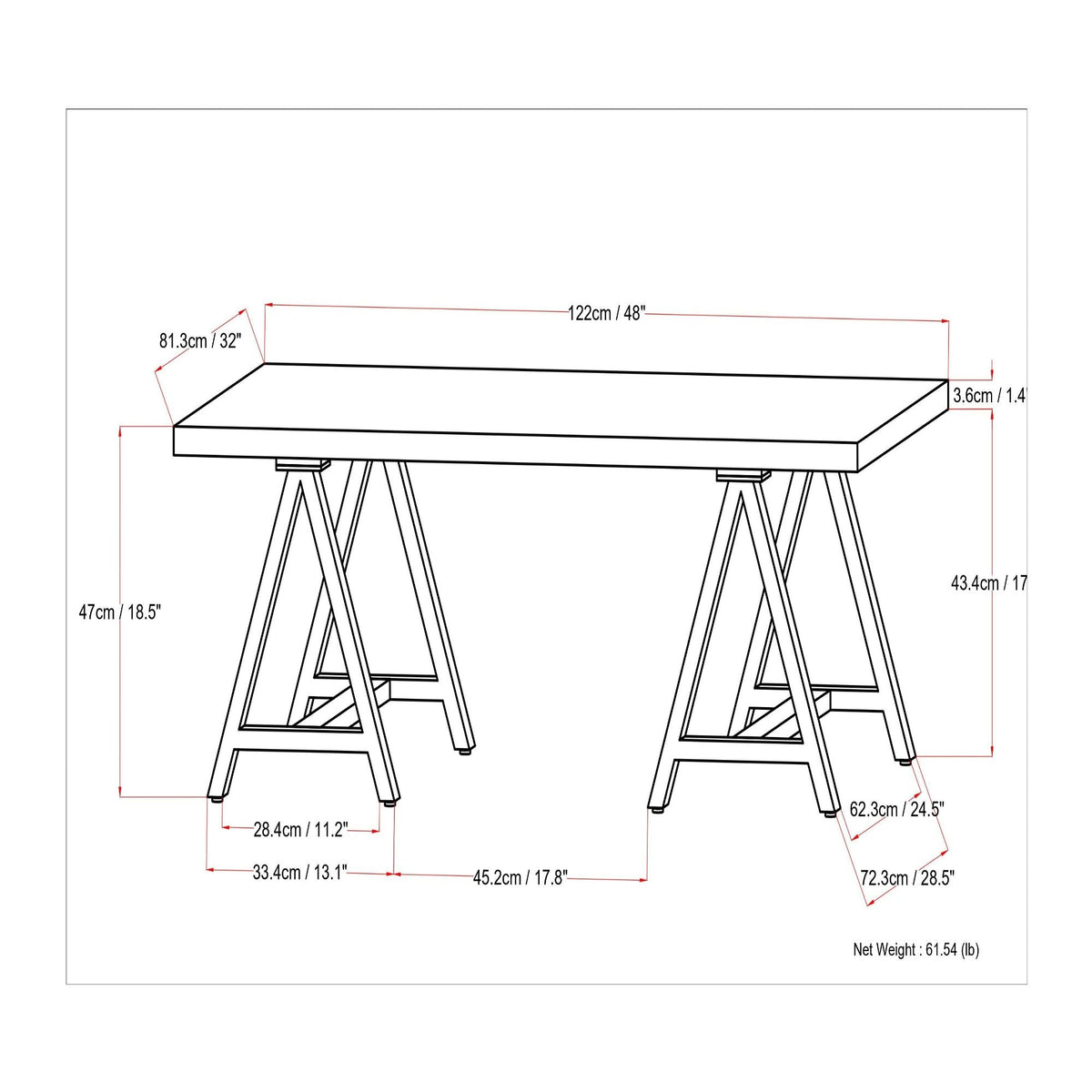 Sawhorse - Handcrafted Solid Table by Unique Piece Furniture