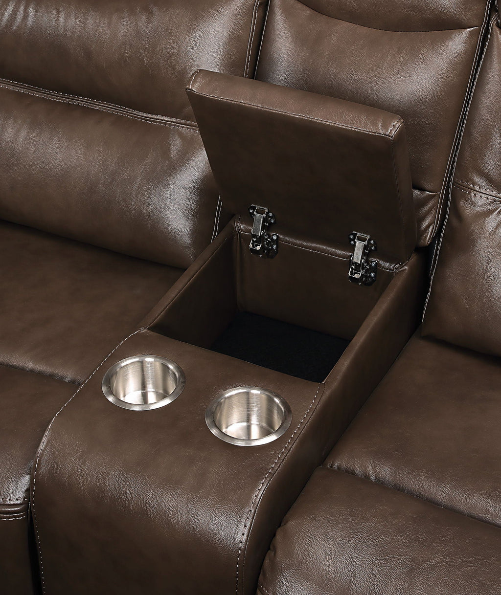 Aashi - Leather Gel Match Recliner Loveseat - Brown by Unique Piece Furniture