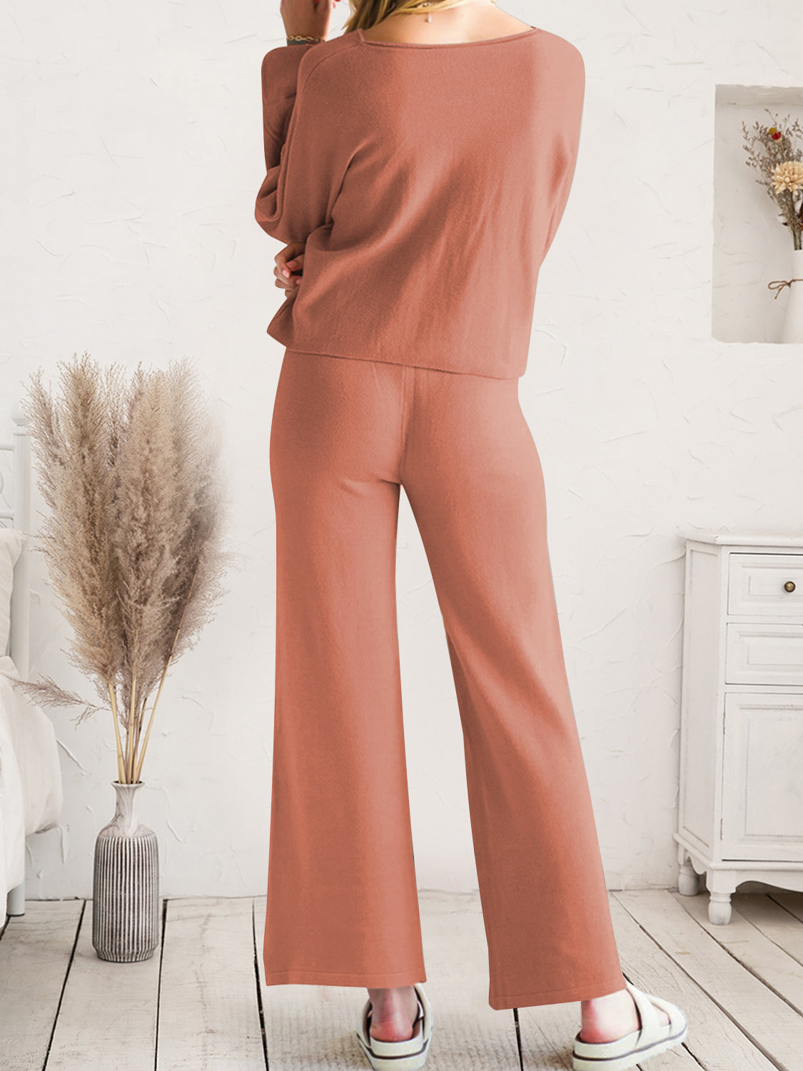 Long Sleeve Lounge Top and Drawstring Pants Set by Wild and Free Boutique