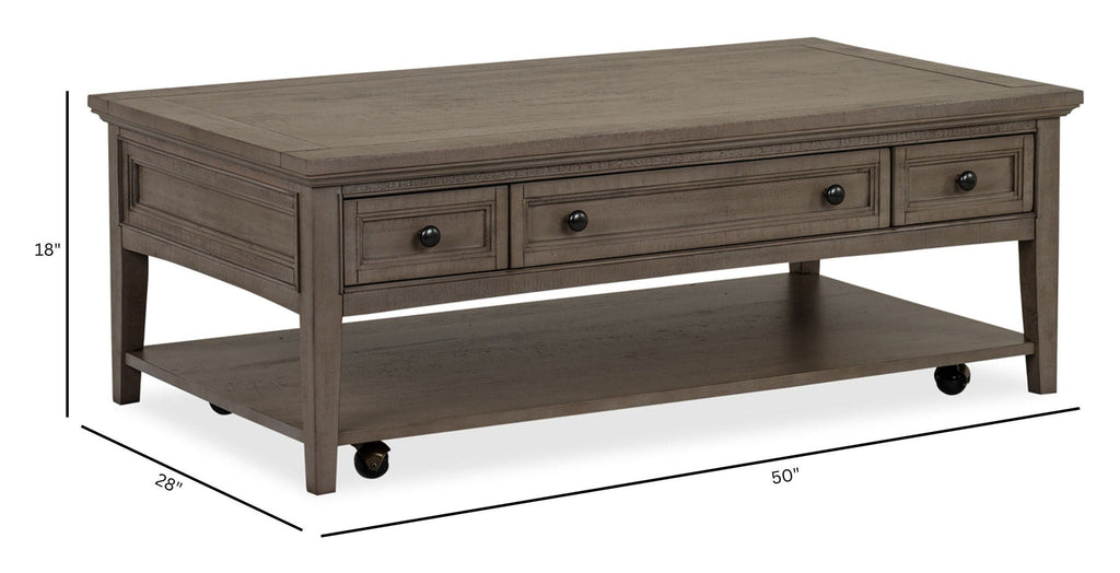 Paxton Place - Rectangular Cocktail Table With Casters - Dovetail Gray by Unique Piece Furniture