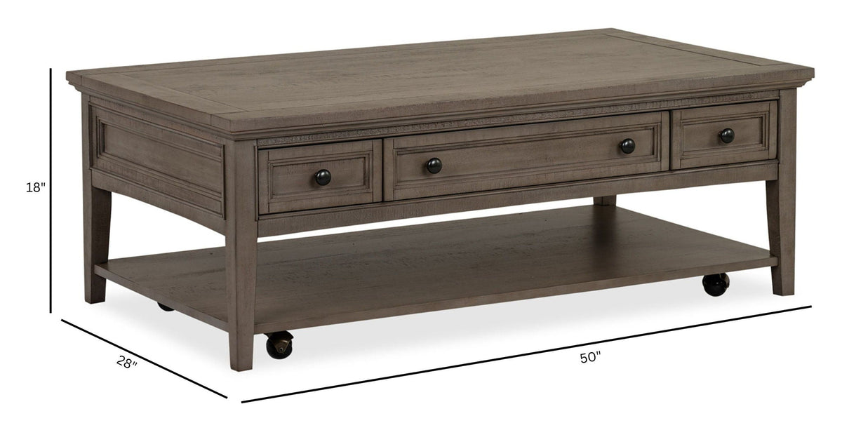 Paxton Place - Rectangular Cocktail Table With Casters - Dovetail Gray by Unique Piece Furniture
