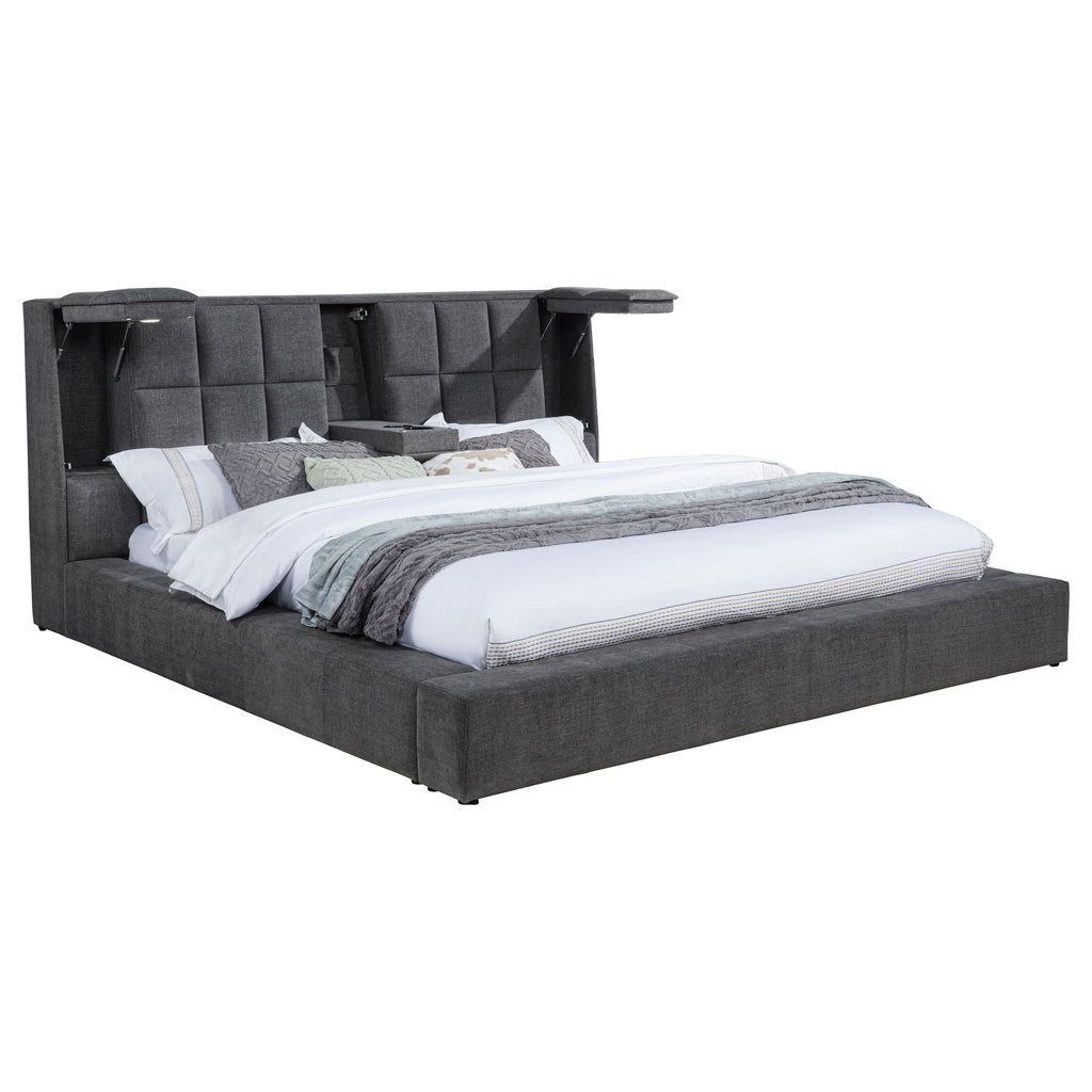 Dreux Upholstered Queen Panel Platform Bed Grey by Unique Piece Furniture