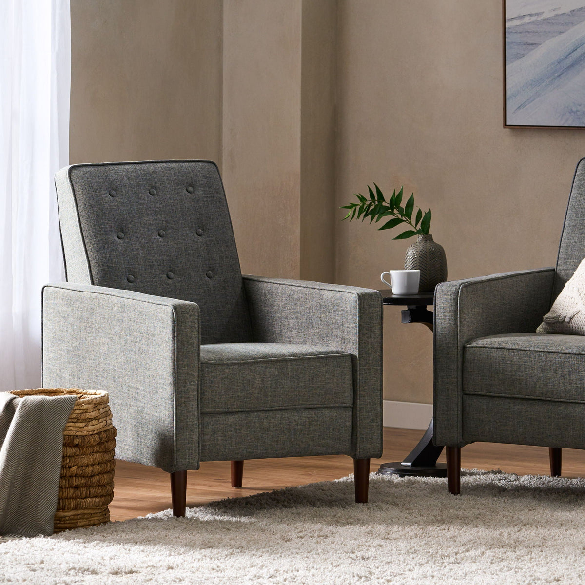 Mid-Century Modern Recliner With Button Tufted Waffle Stitch by Unique Piece Furniture