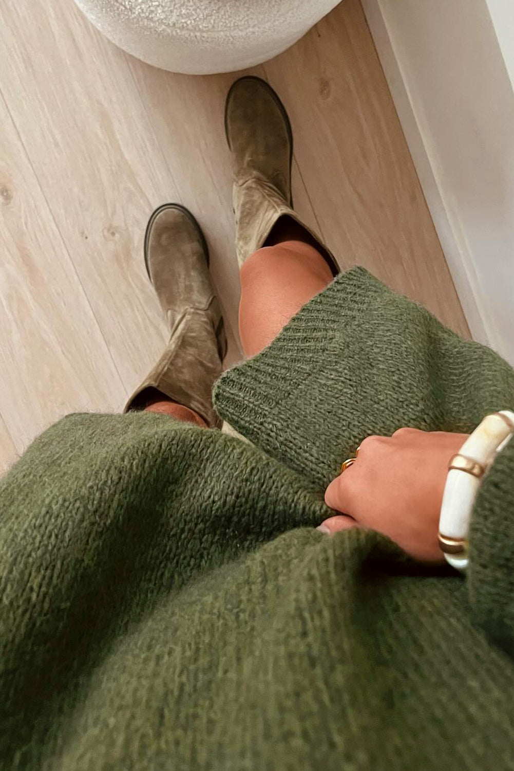 Pale Khaki Oversize Drop Shoulder Slouchy Sweater Dress by Wild and Free Boutique