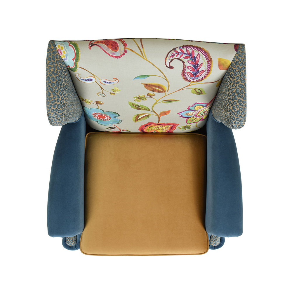 Anya - Boho Chic Wingback Accent Arm Chair - Floral / Leopard / Blue Teal / Yellow Gold by Unique Piece Furniture