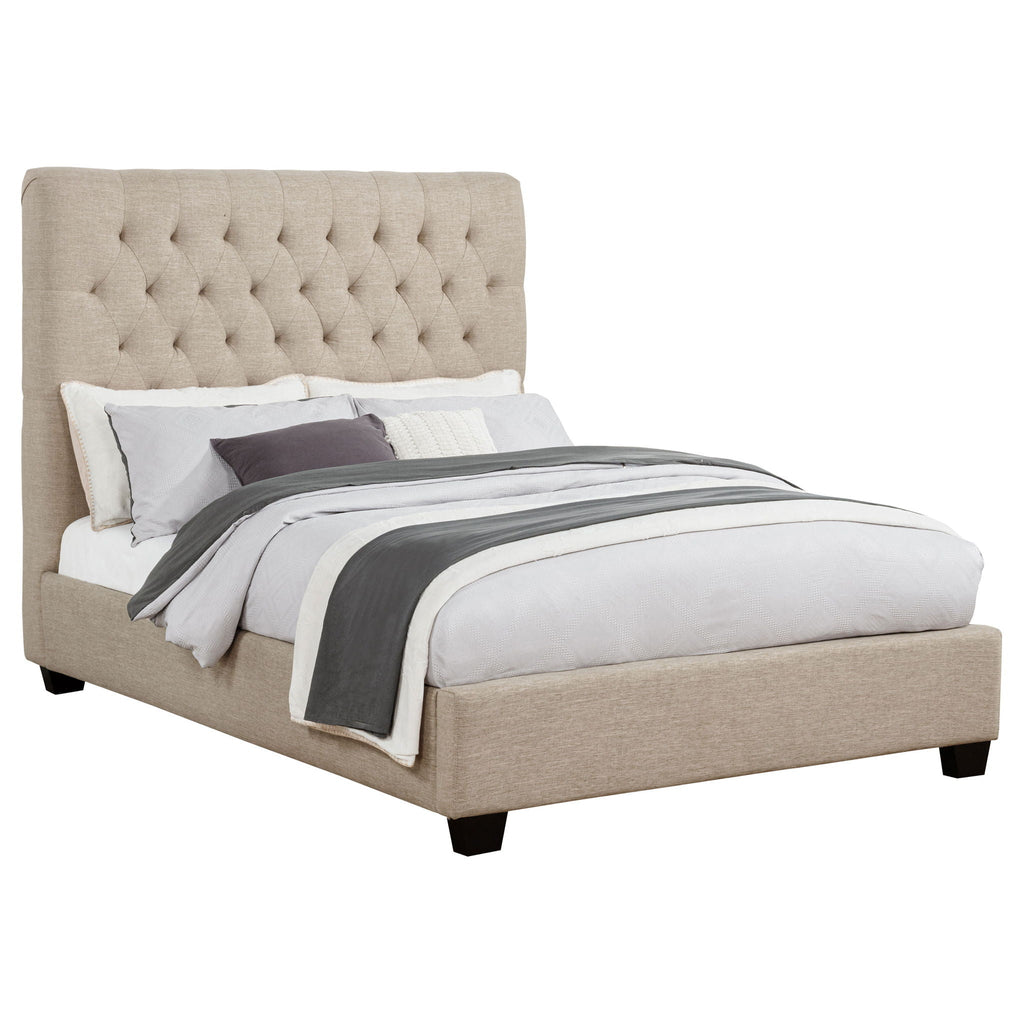 Chloe Upholstered Full Panel Bed Oatmeal by Unique Piece Furniture