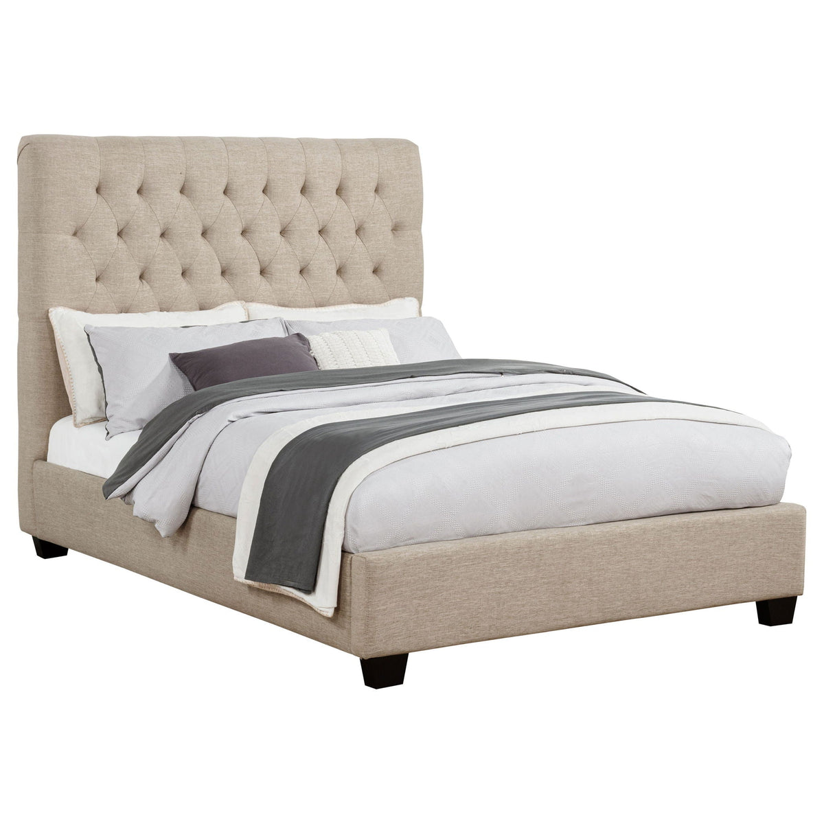 Chloe Upholstered Full Panel Bed Oatmeal by Unique Piece Furniture
