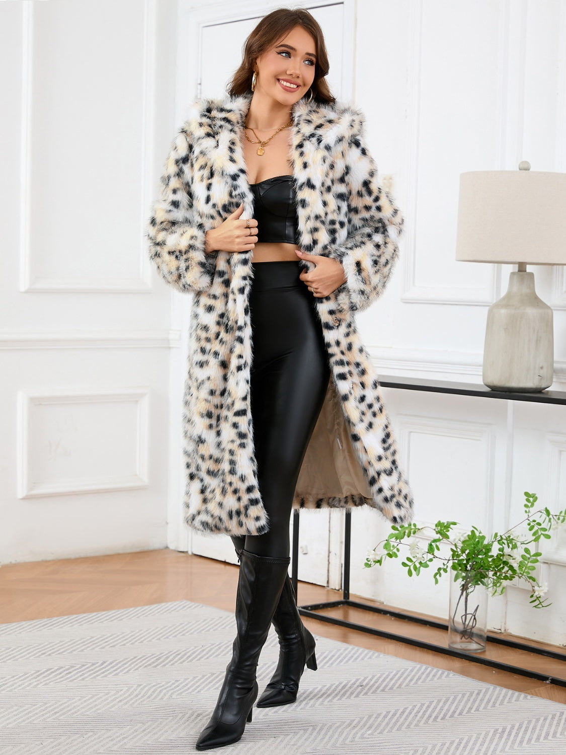 Thermal Leopard Faux Fur Hooded Outerwear by Wild and Free Boutique