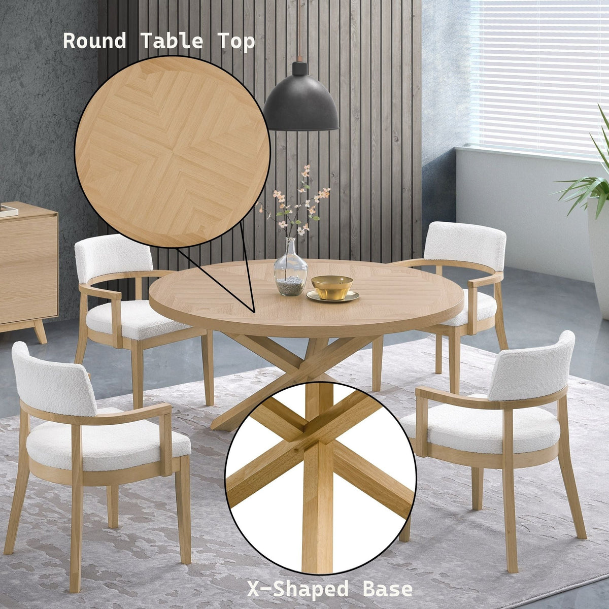 Kasem - Round Dining Table - Oak by Unique Piece Furniture