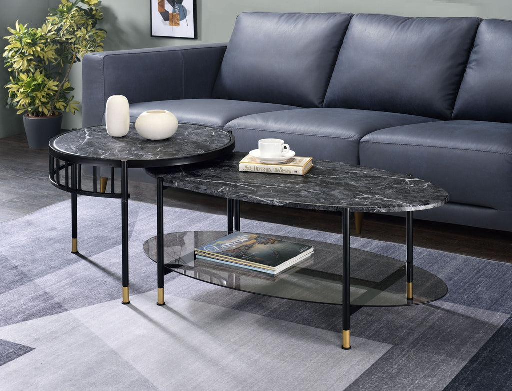 Silas - Engineered Stone Top Nesting Table - Black by Unique Piece Furniture