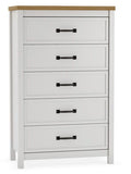 Kerisden - Five Drawer Chest - White / Brown by Unique Piece Furniture