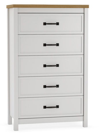 Kerisden - Five Drawer Chest - White / Brown by Unique Piece Furniture