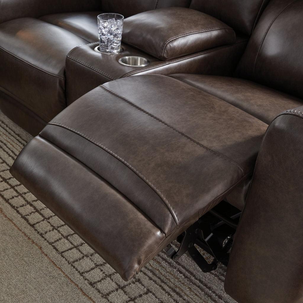 Crossplex - Power Reclining Loveseat / Console / Adjustable Headrest - Smoke by Unique Piece Furniture