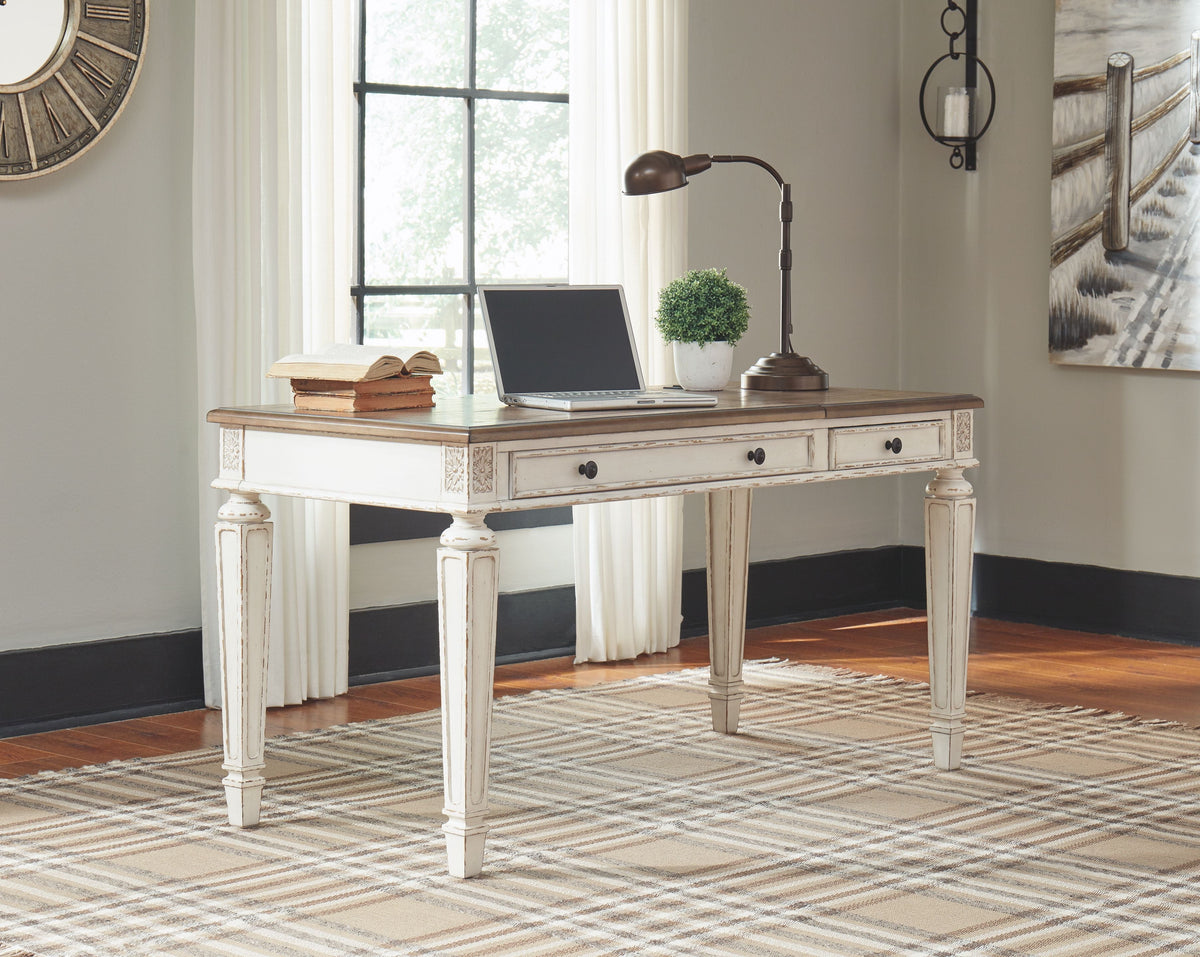 Realyn - Home Office Lift Top Desk - White / Brown by Unique Piece Furniture