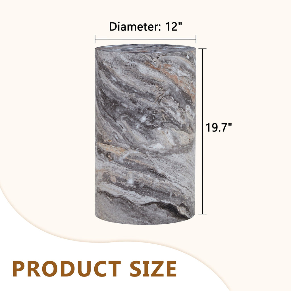 Simple Marble Textured Cylindrical Coffee Table Material - Gray by Unique Piece Furniture