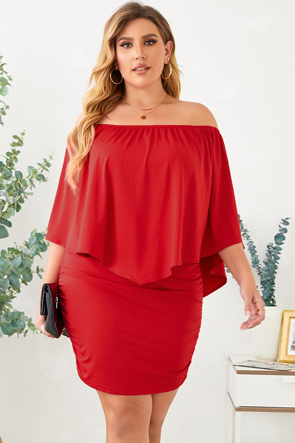 Plus size Dressing Layered Fiery Red Mini Poncho Dress by Wild and Free Boutique