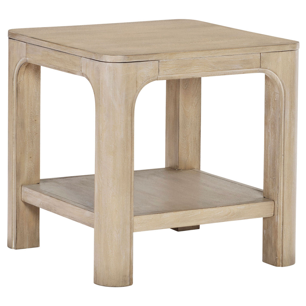 Solano Square Wood Side End Table with Shelf Weathered Mango by Unique Piece Furniture