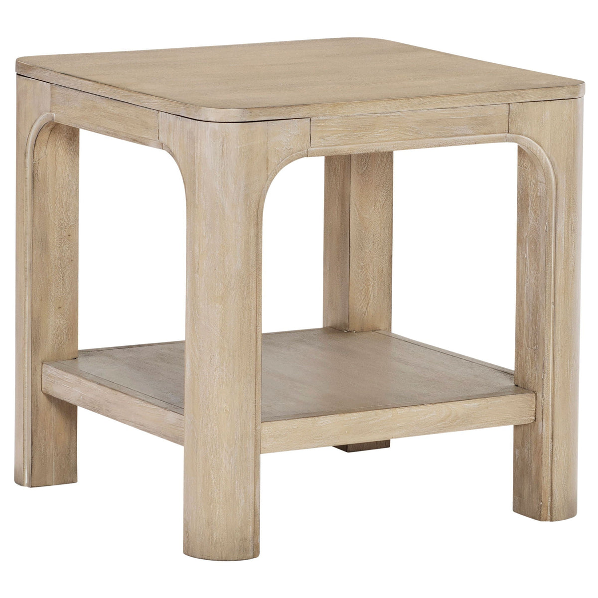 Solano Square Wood Side End Table with Shelf Weathered Mango by Unique Piece Furniture
